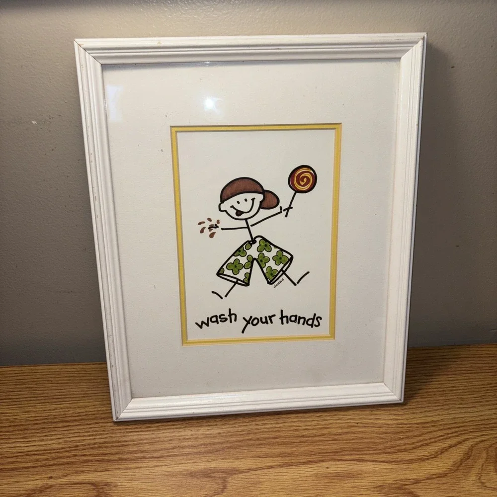 Framed Bathroom Etiquette Stick Figure 